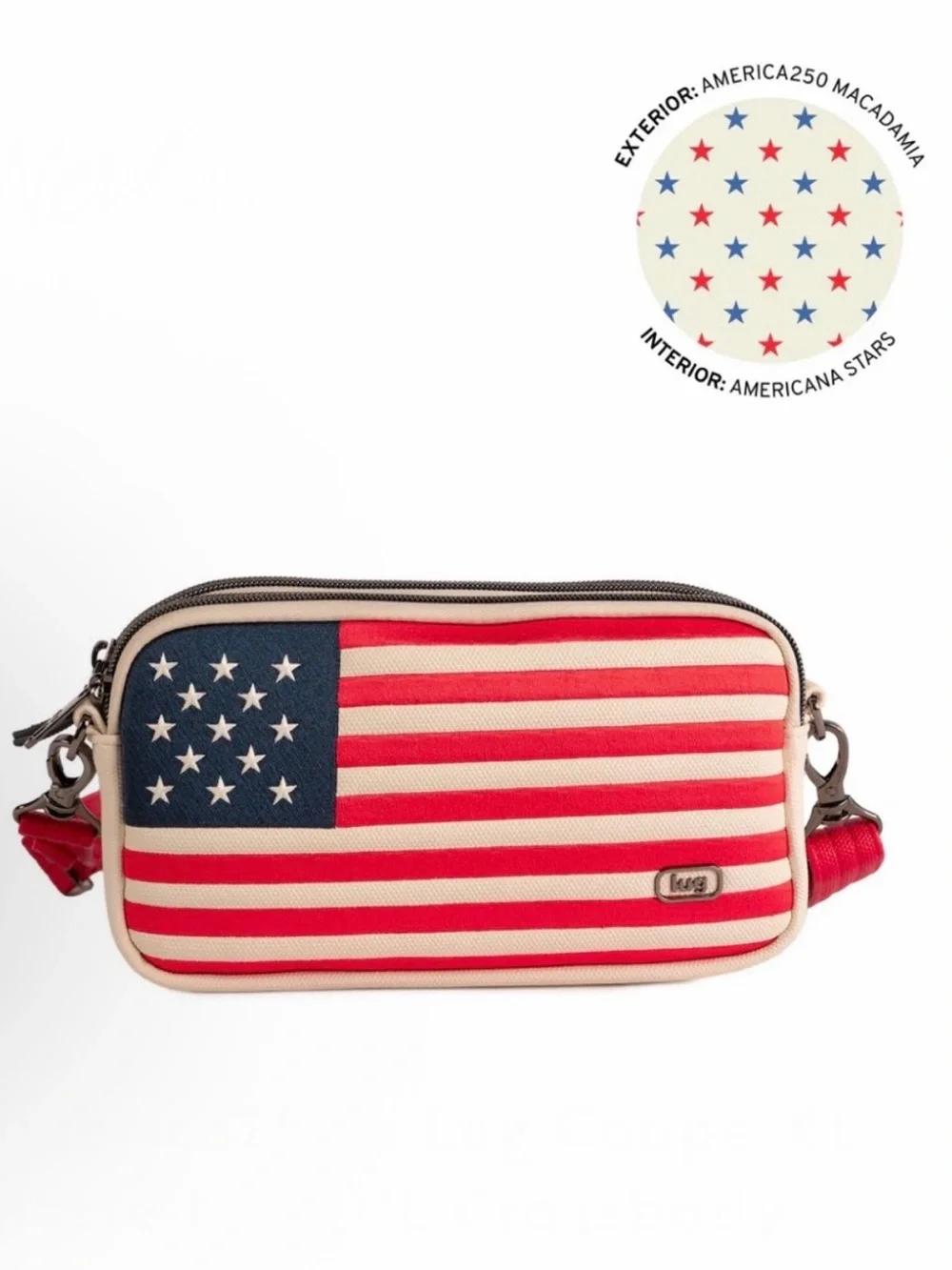 Lug Americana Stars Crossbody Bag in Red, White & Blue with Macadamia Trim
